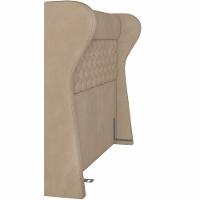 Kit Cabeceira Cama Box Casal 140cm Madrid Com Puff Recamier Santorini Veludo Bege - 2