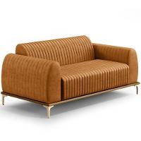 Sofá 2 Lugares Molino 150cm D02 Base Castanho Pés D'ouro Couríssimo Whisky B-90 - 1
