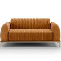 Sofá 2 Lugares Molino 150cm D02 Base Castanho Pés D'ouro Couríssimo Whisky B-90 - 5