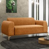Sofá 2 Lugares Molino 150cm D02 Base Castanho Pés D'ouro Couríssimo Whisky B-90 - 6