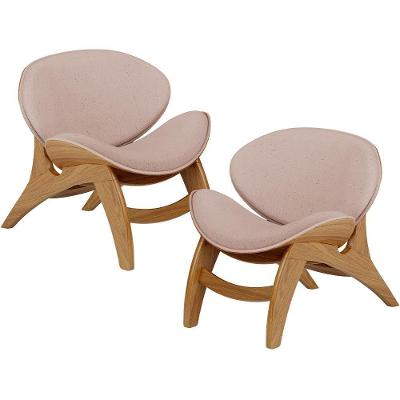 Kit 2 Poltronas Decorativas Kadosh L02 Sala Living Linho Rosê Lyam Decor