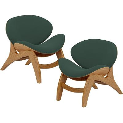 Kit 2 Poltronas Decorativas Orgânica Kadosh L02 Suede Verde Musgo Lyam Decor