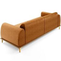 Sofá 4 Lugares Kiev 300cm D02 Base Castanho Pés D'ouro Couríssimo Whisky B-90