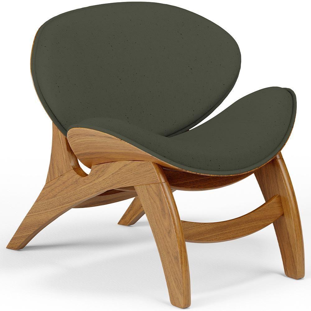 Poltrona Decorativa Orgânica Sala Living Kadosh L02 Linho Verde Musgo - 1