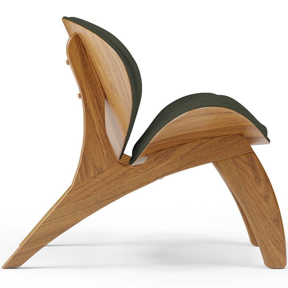 Poltrona Decorativa Orgânica Sala Living Kadosh L02 Linho Verde Musgo - 2