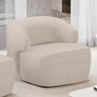 Poltrona Decorativa Fixa Orgânica Living Barolo L06 Linho Bege - 5