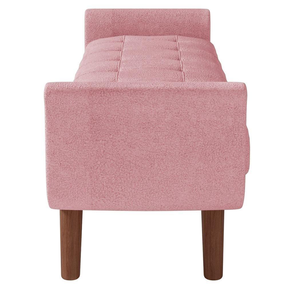 Puff Recamier Decorativo Com Pés Em Madeira 160cm Itália Bouclê Rosê - 2