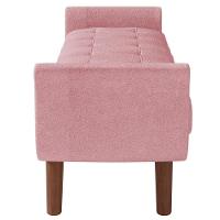 Puff Recamier Decorativo Com Pés Em Madeira 160cm Itália Bouclê Rosê - 2