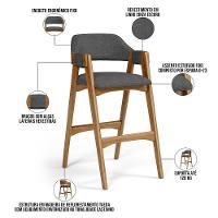 Kit 04 Banquetas Altas Suran L02 Linho Cinza Escuro - 7