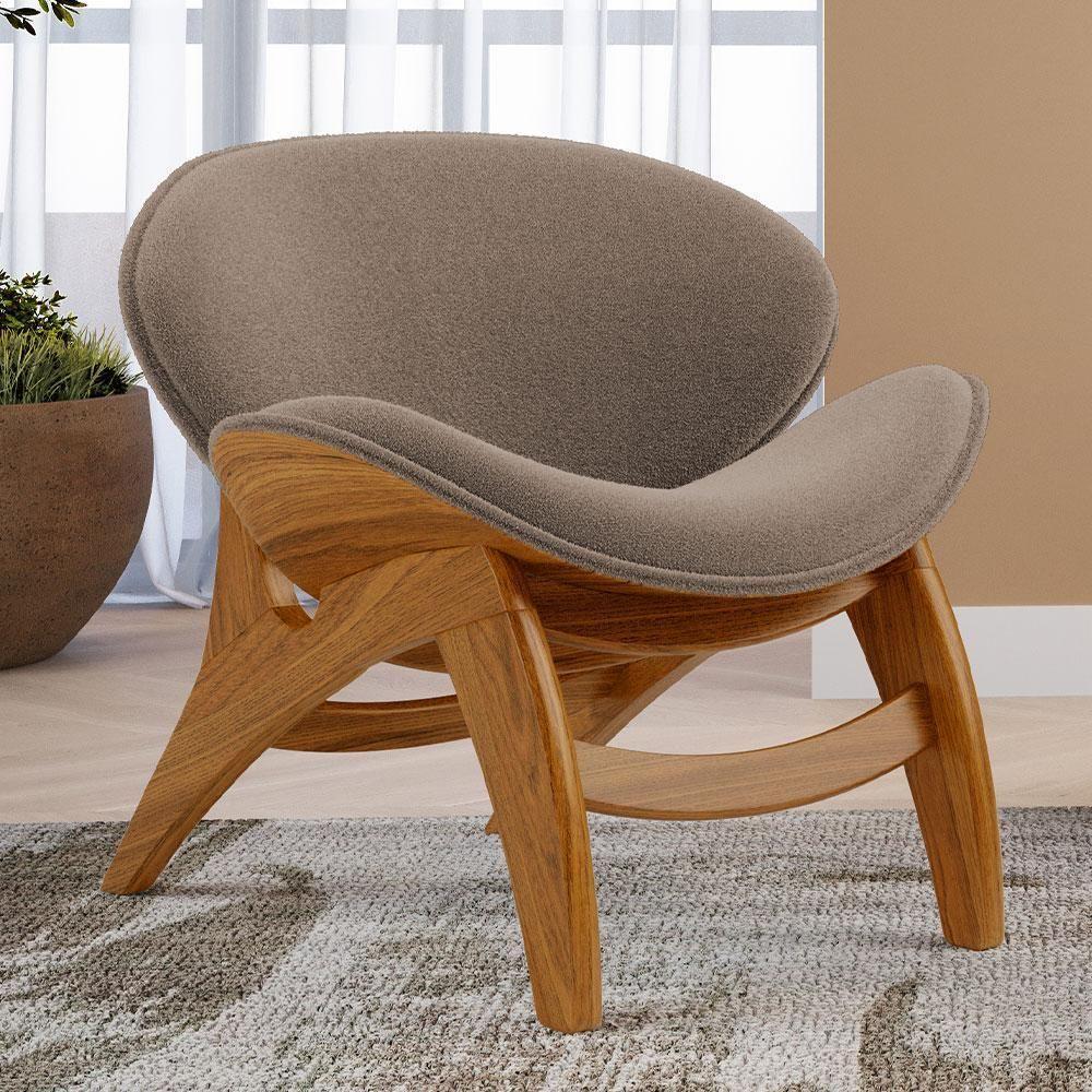 Poltrona Decorativa Orgânica Sala Living Kadosh L02 Bouclê Bege - 7