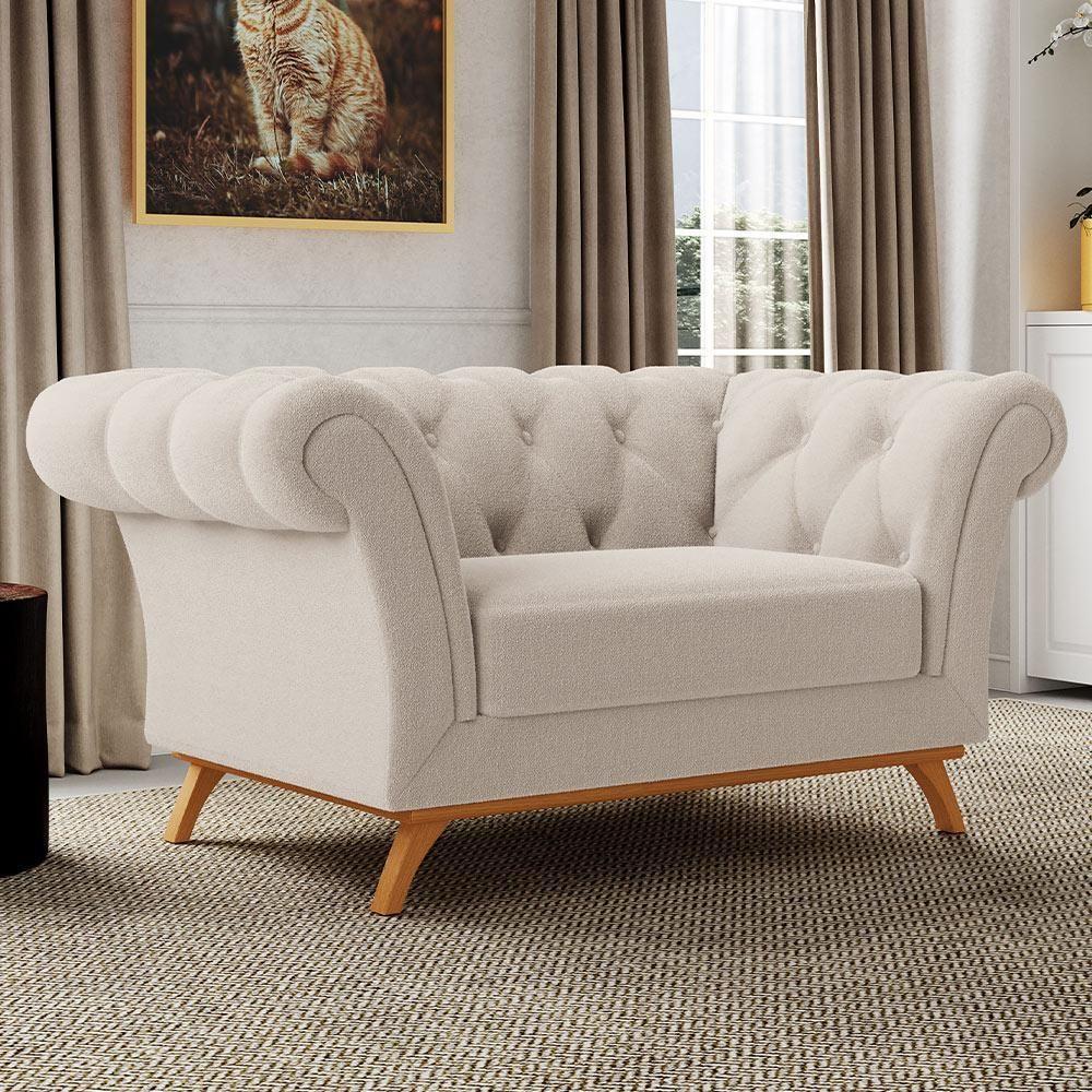 Sofá 2 Lugares Império 150cm D02 Bouclê Creme B-54 - 6