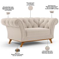 Sofá 2 Lugares Império 150cm D02 Bouclê Creme B-54 - 7
