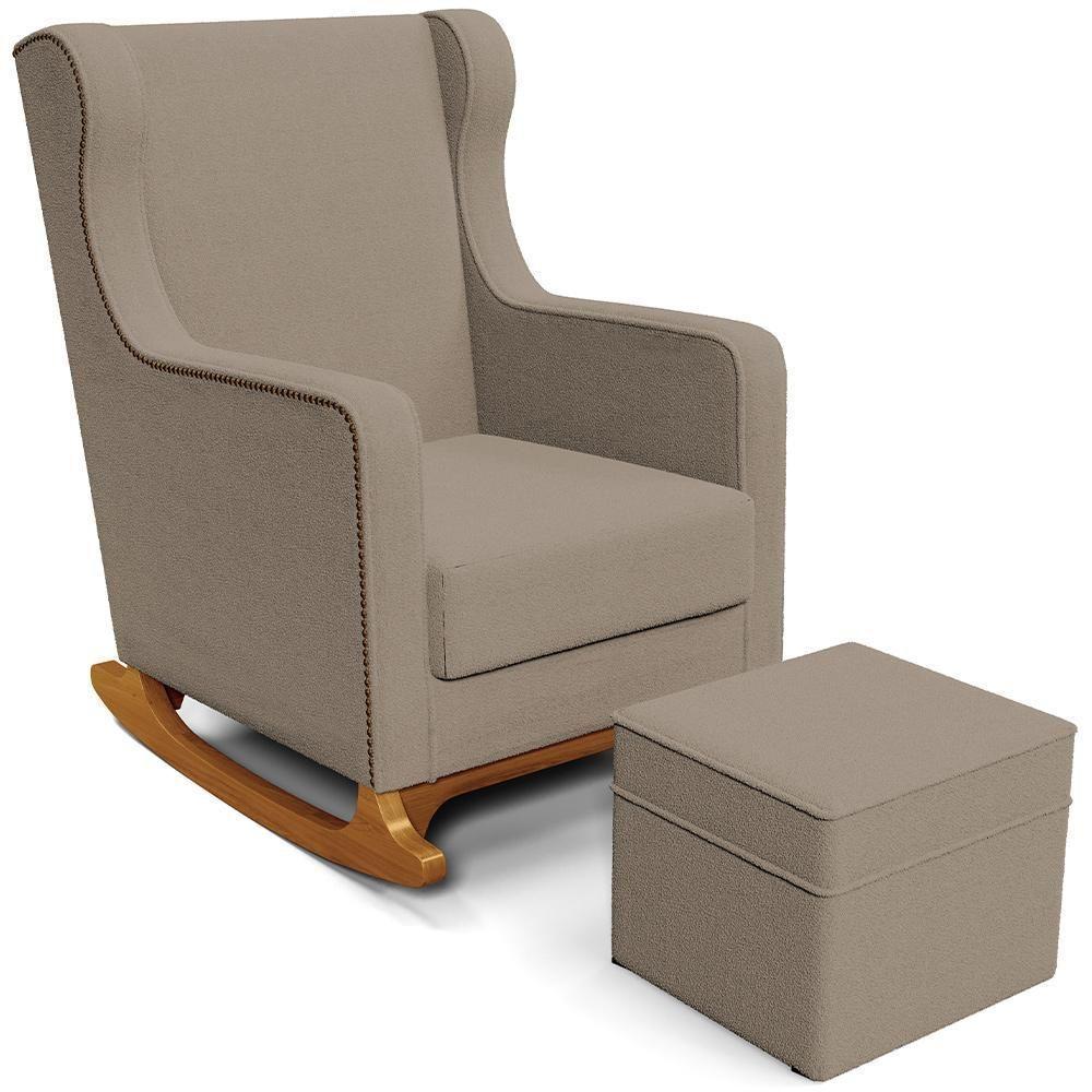 Poltrona De Amamentação Com Balanço E Puff Mavie L02 Bouclê Bege - 1