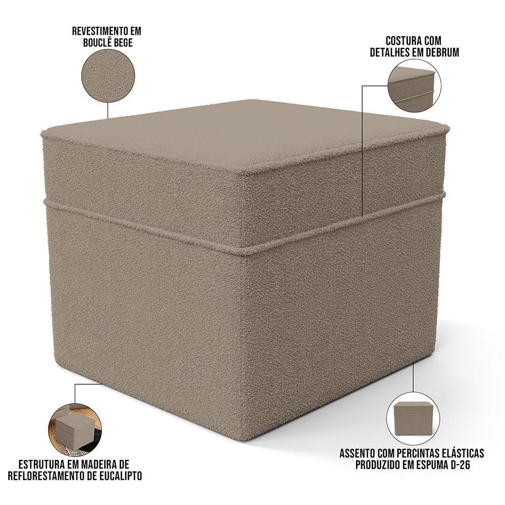 Poltrona De Amamentação Com Balanço E Puff Mavie L02 Bouclê Bege - 5