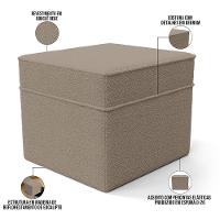 Poltrona De Amamentação Com Balanço E Puff Mavie L02 Bouclê Bege - 5