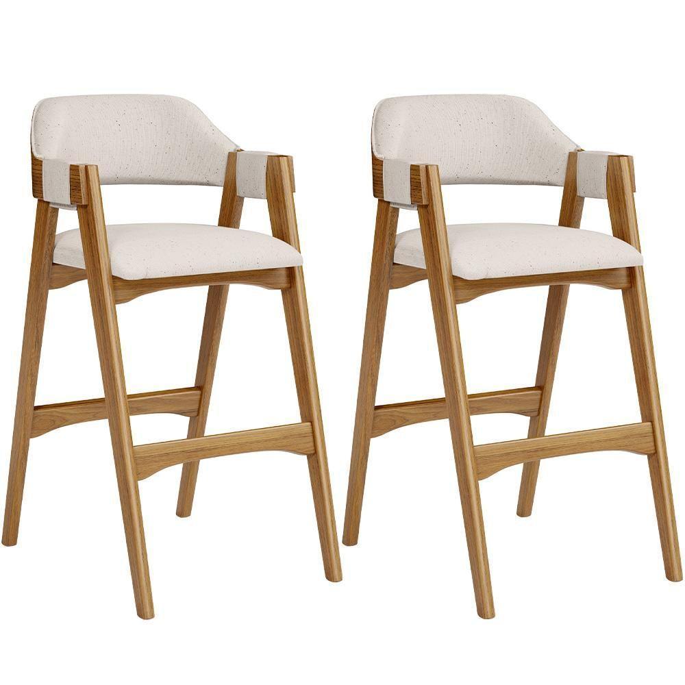 Kit 02 Banquetas Altas Suran L02 Linho Cru - 1