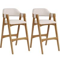 Kit 02 Banquetas Altas Suran L02 Linho Cru - 1