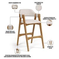 Kit 02 Banquetas Altas Suran L02 Linho Cru - 7