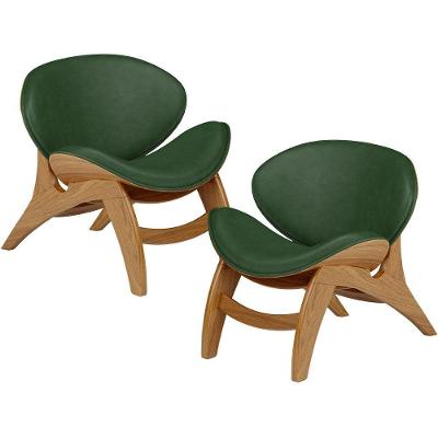 Kit 2 Poltronas Decorativas Orgânica Kadosh L02 Couríssimo Verde Musgo Lyam Decor