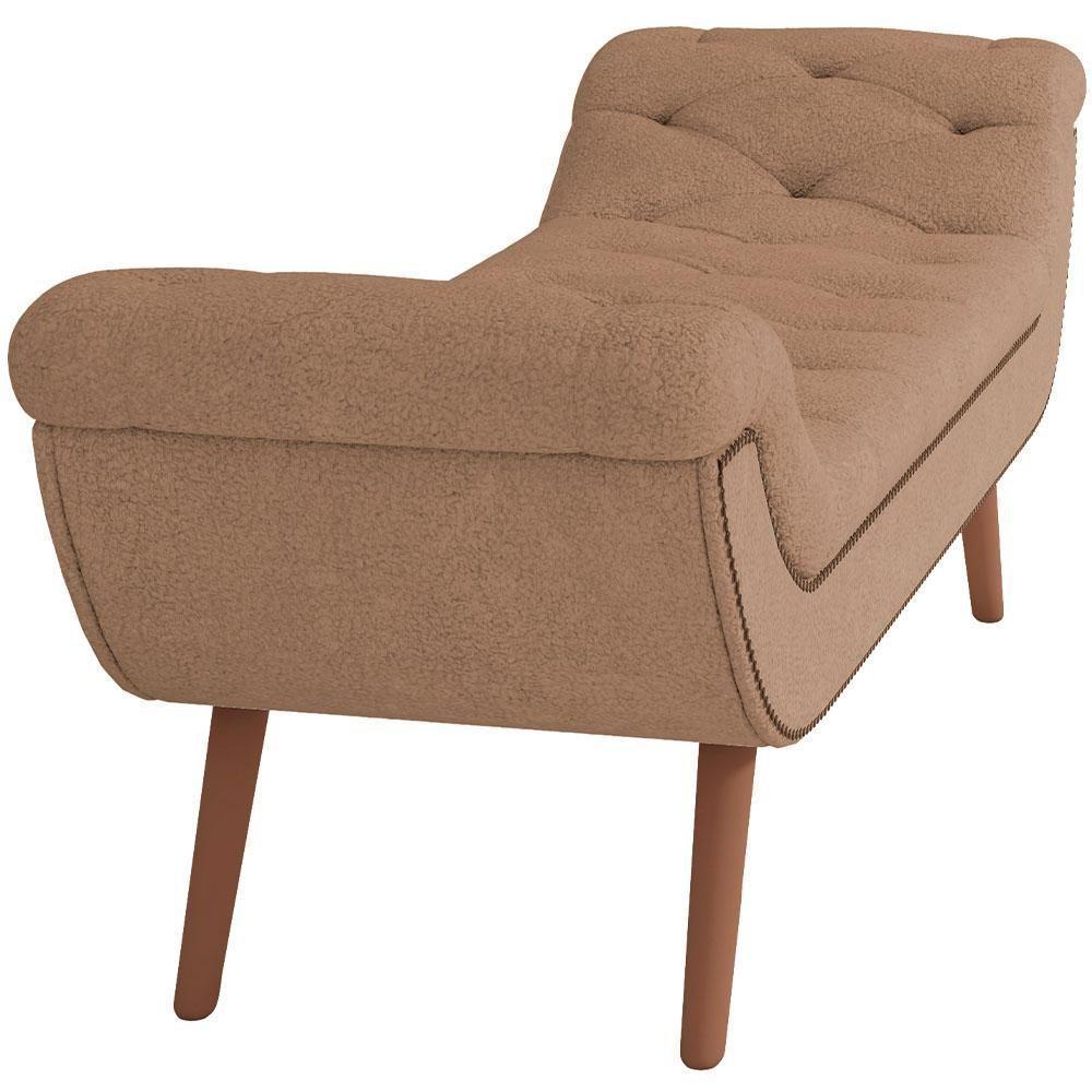 Kit Cabeceira Cama Box Casal 160cm Madrid Com Puff Recamier Santorini Bouclê Bege - 5