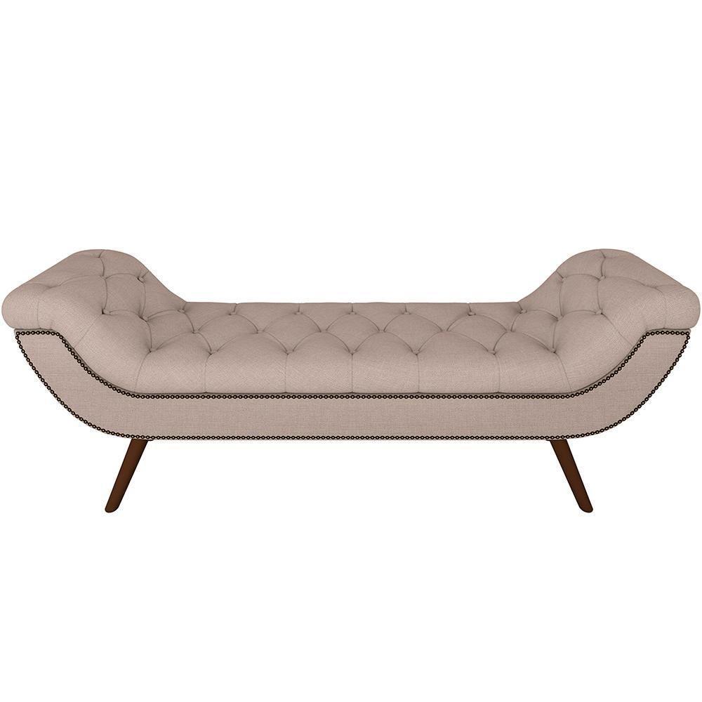 Kit Cabeceira Cama Box Casal 160cm Madrid Com Puff Recamier Santorini Linho Bege - 9