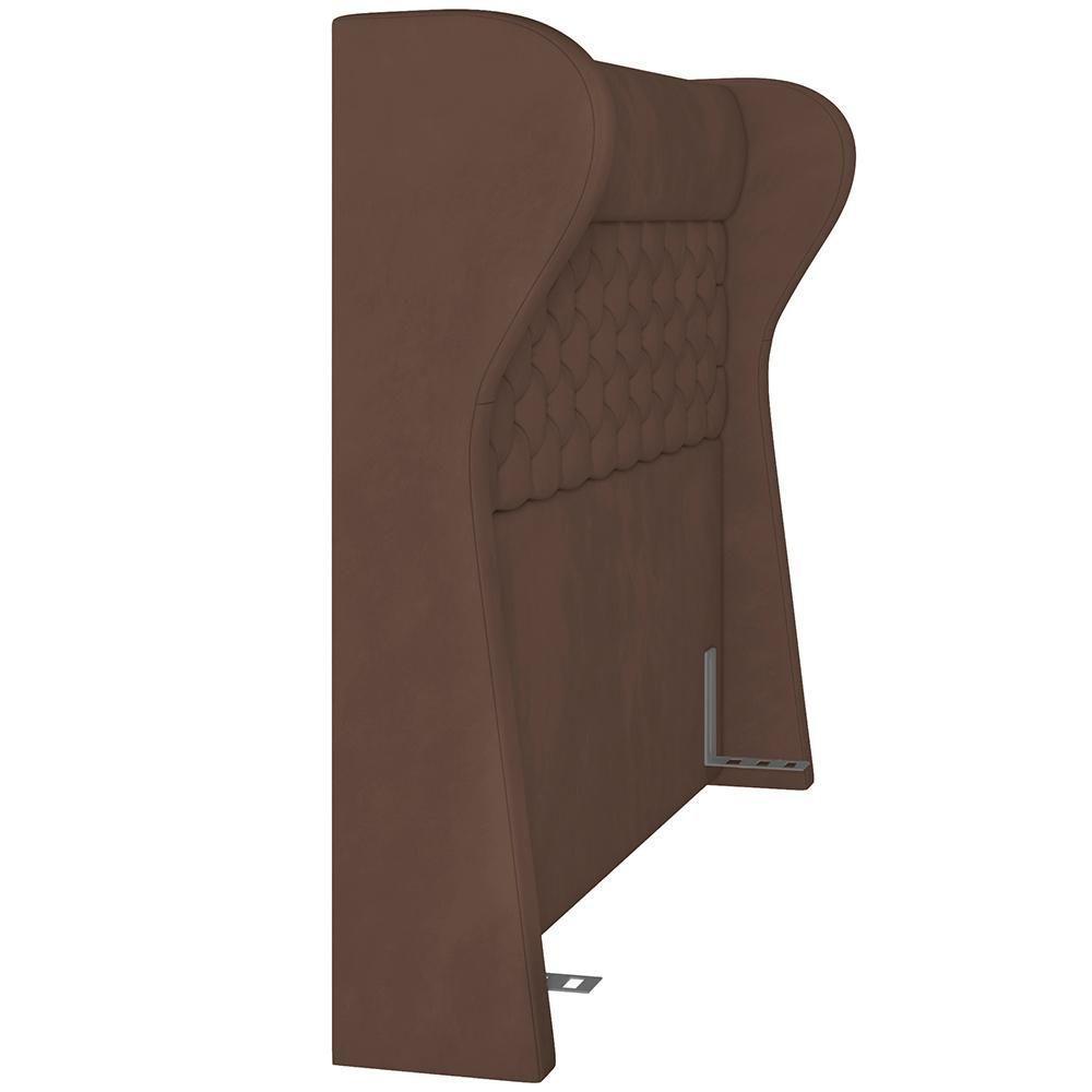 Kit Cabeceira Cama Box Casal 140cm Madrid Com Puff Recamier Santorini Veludo Marrom - 9
