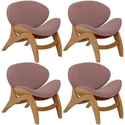 Kit 4 Poltronas Decorativas Orgânica Kadosh L02 Suede Rosê Lyam Decor