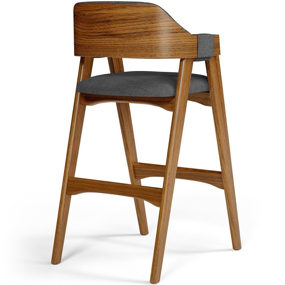 Kit 06 Banquetas Altas Suran L02 Linho Cinza Escuro - 4