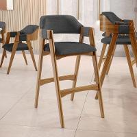 Kit 06 Banquetas Altas Suran L02 Linho Cinza Escuro - 6