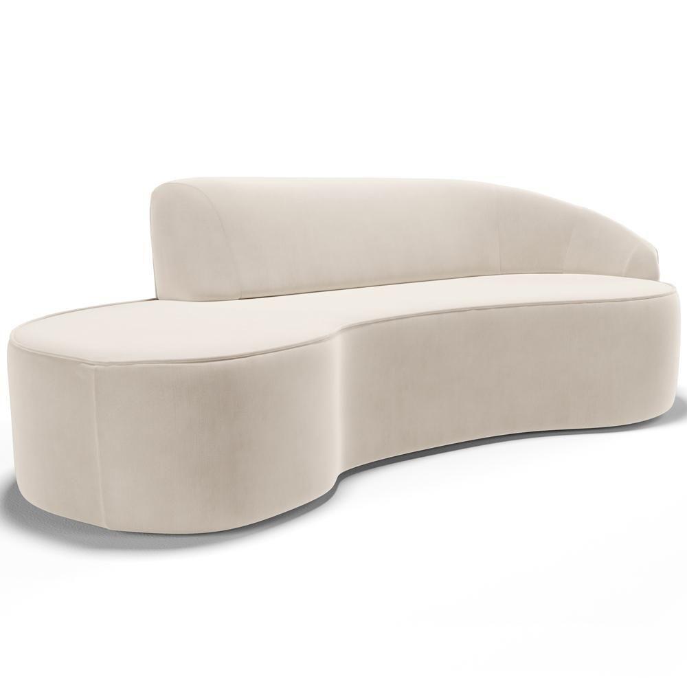 Sofá 3 Lugares Curvo Living Firenze Direito D02 Veludo Bege 230cm C-309 - Lyam - 1