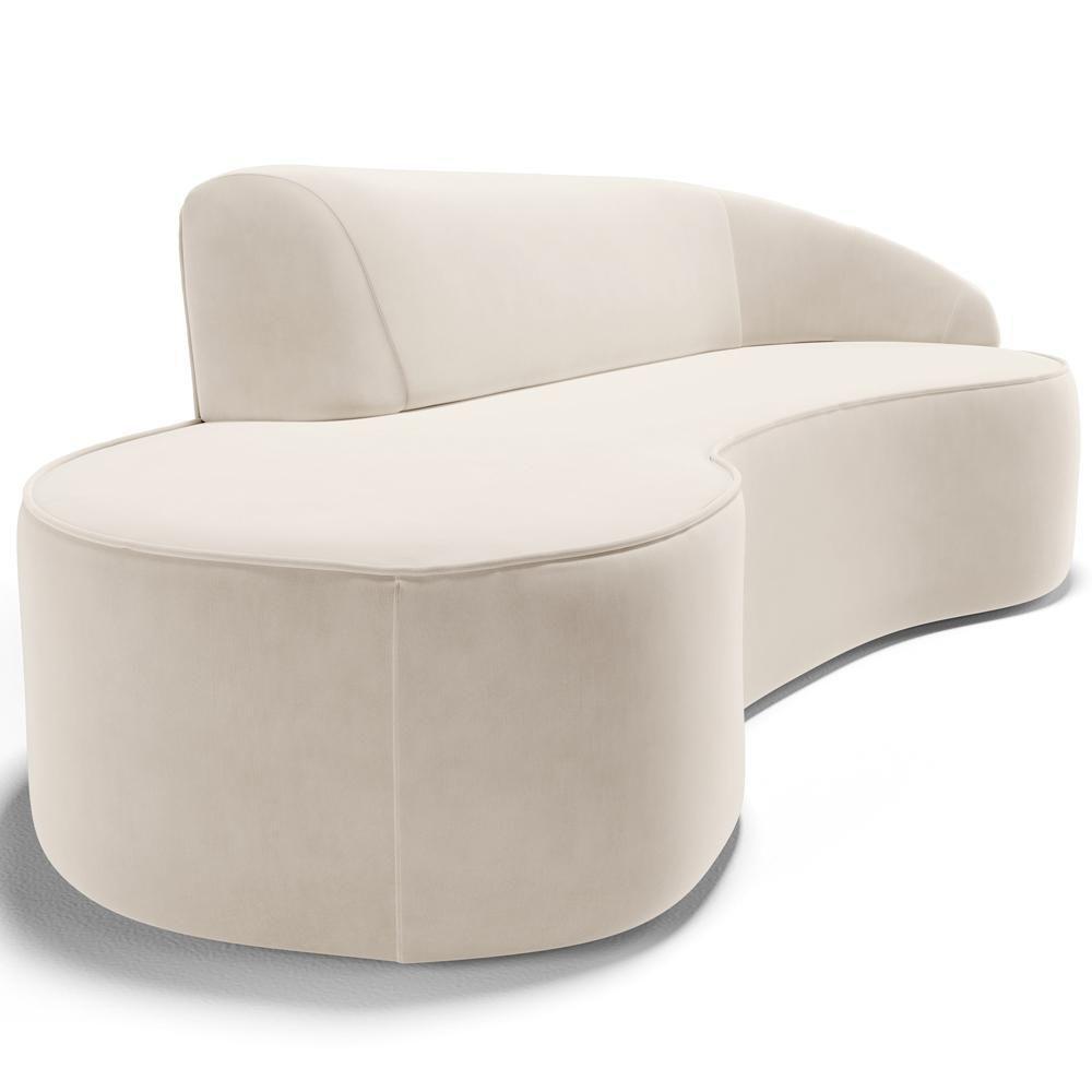 Sofá 3 Lugares Curvo Living Firenze Direito D02 Veludo Bege 230cm C-309 - Lyam - 2