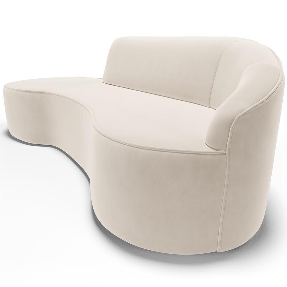 Sofá 3 Lugares Curvo Living Firenze Direito D02 Veludo Bege 230cm C-309 - Lyam - 4