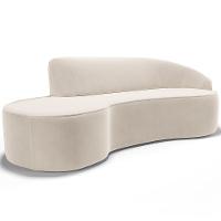 Sofá 3 Lugares Curvo Living Firenze Direito D02 Veludo Bege 230cm C-309 - Lyam - 1