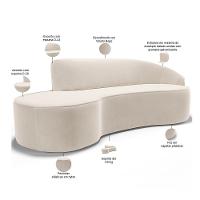 Sofá 3 Lugares Curvo Living Firenze Direito D02 Veludo Bege 230cm C-309 - Lyam - 6