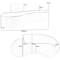 Sofá 3 Lugares Curvo Living Firenze Direito D02 Veludo Bege 230cm C-309 - Lyam - 8