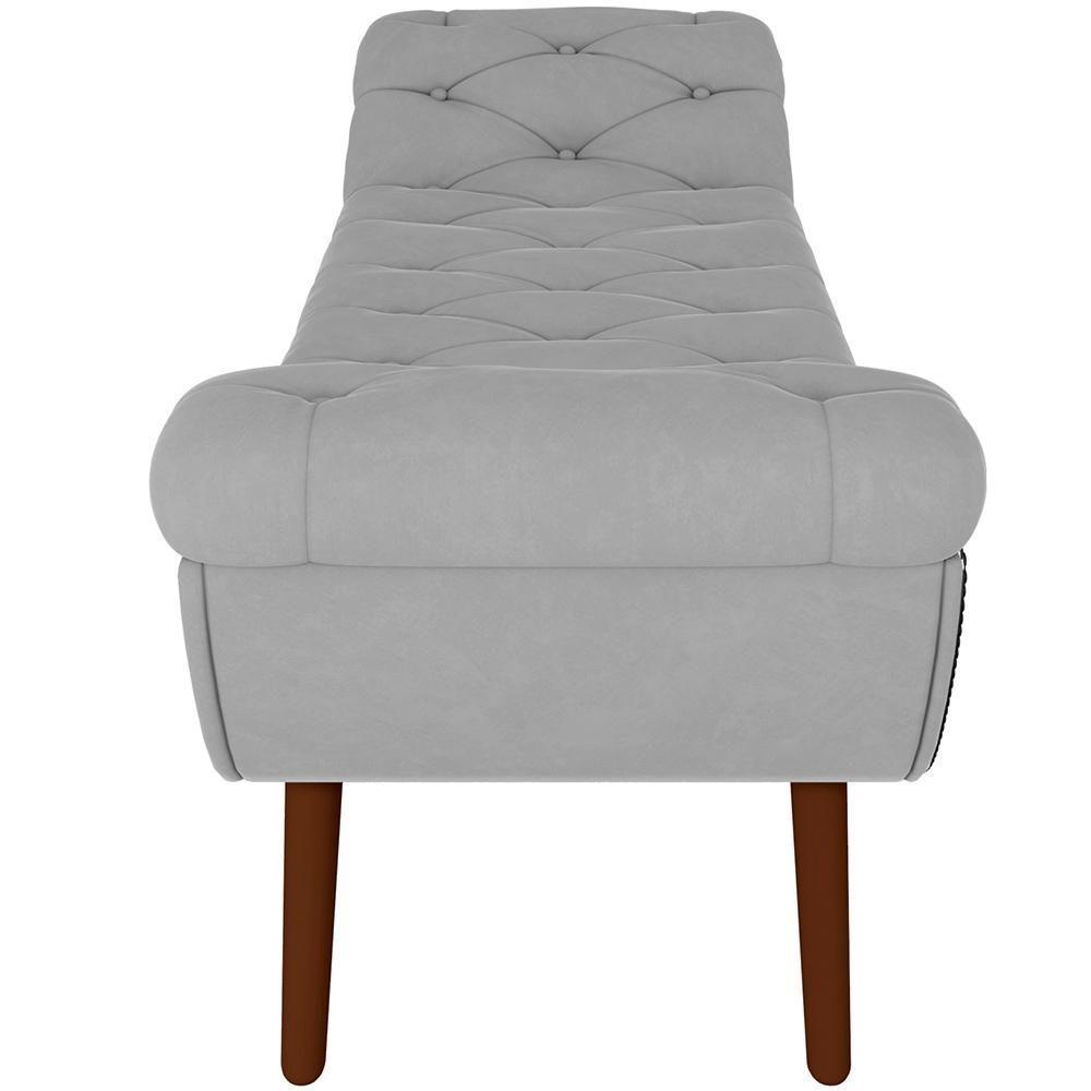 Kit Cabeceira Cama Box Casal 140cm Madrid Com Puff Recamier Santorini Veludo Cinza - 8