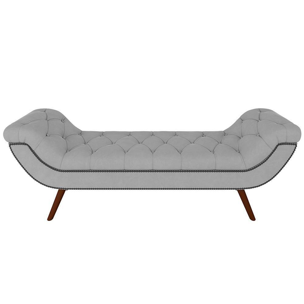 Kit Cabeceira Cama Box Casal 140cm Madrid Com Puff Recamier Santorini Veludo Cinza - 9