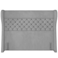 Kit Cabeceira Cama Box Casal 140cm Madrid Com Puff Recamier Santorini Veludo Cinza - 5