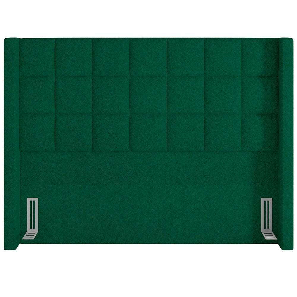 Kit Cabeceira Cama Box Paris 195cm Com Puff Recamier Itália P05 Bouclê Verde - 6