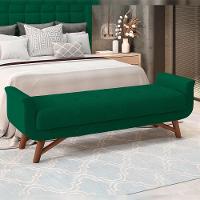Kit Cabeceira Cama Box Paris 195cm Com Puff Recamier Itália P05 Bouclê Verde - 7