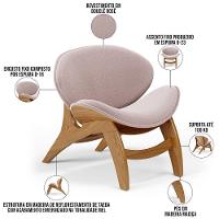 Kit 4 Poltronas Decorativa Orgânica Sala Living Kadosh L02 Bouclê Rosê - 7