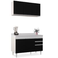 Armário Virgínia E Balcão Com Tampo Michigan 120cm Branco/preto - Lumil - 1