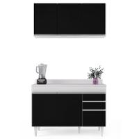 Armário Virgínia E Balcão Com Tampo Michigan 120cm Branco/preto - Lumil - 2