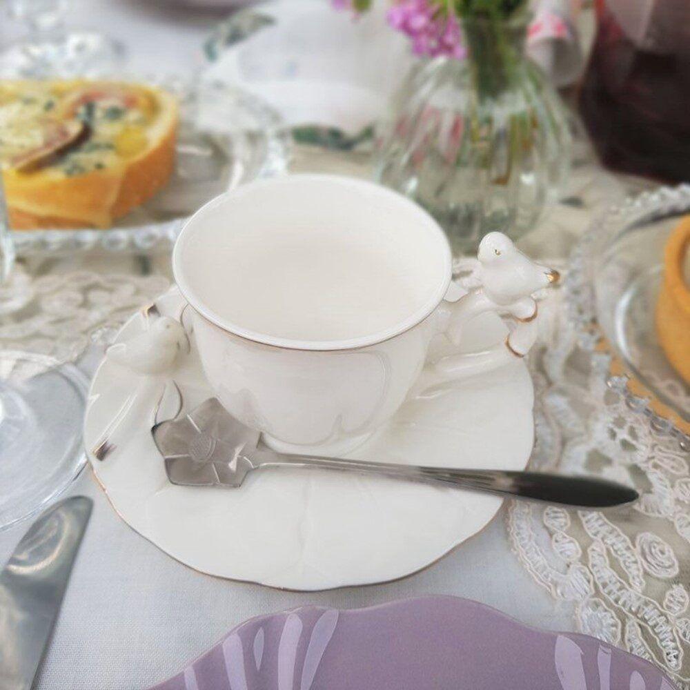 Conjunto 4 Colheres Aço Inox Para Chá Flores Prateada - 2