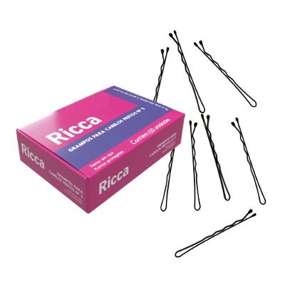 Kit 100 Grampos De Aço Invisível Para Cabelo Nº 5 Preto Ricca