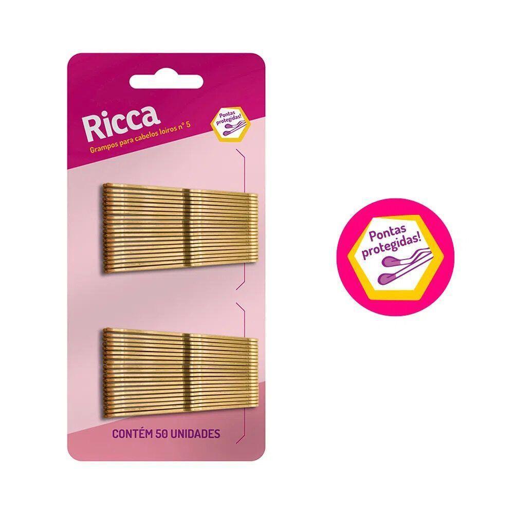 Grampo Para Cabelo Loiro Nº 5 Com 50 Unidades Ricca - 2