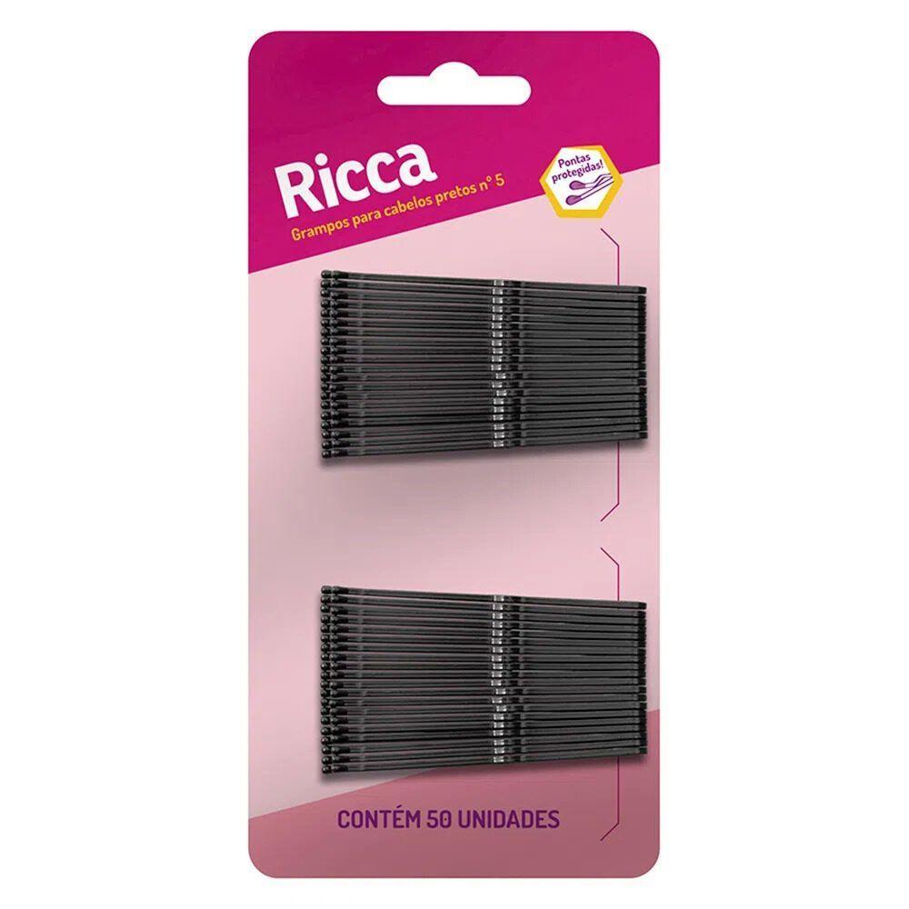 Grampo Para Cabelo Preto Nº 5 Com 50 Unidades Ricca - 1