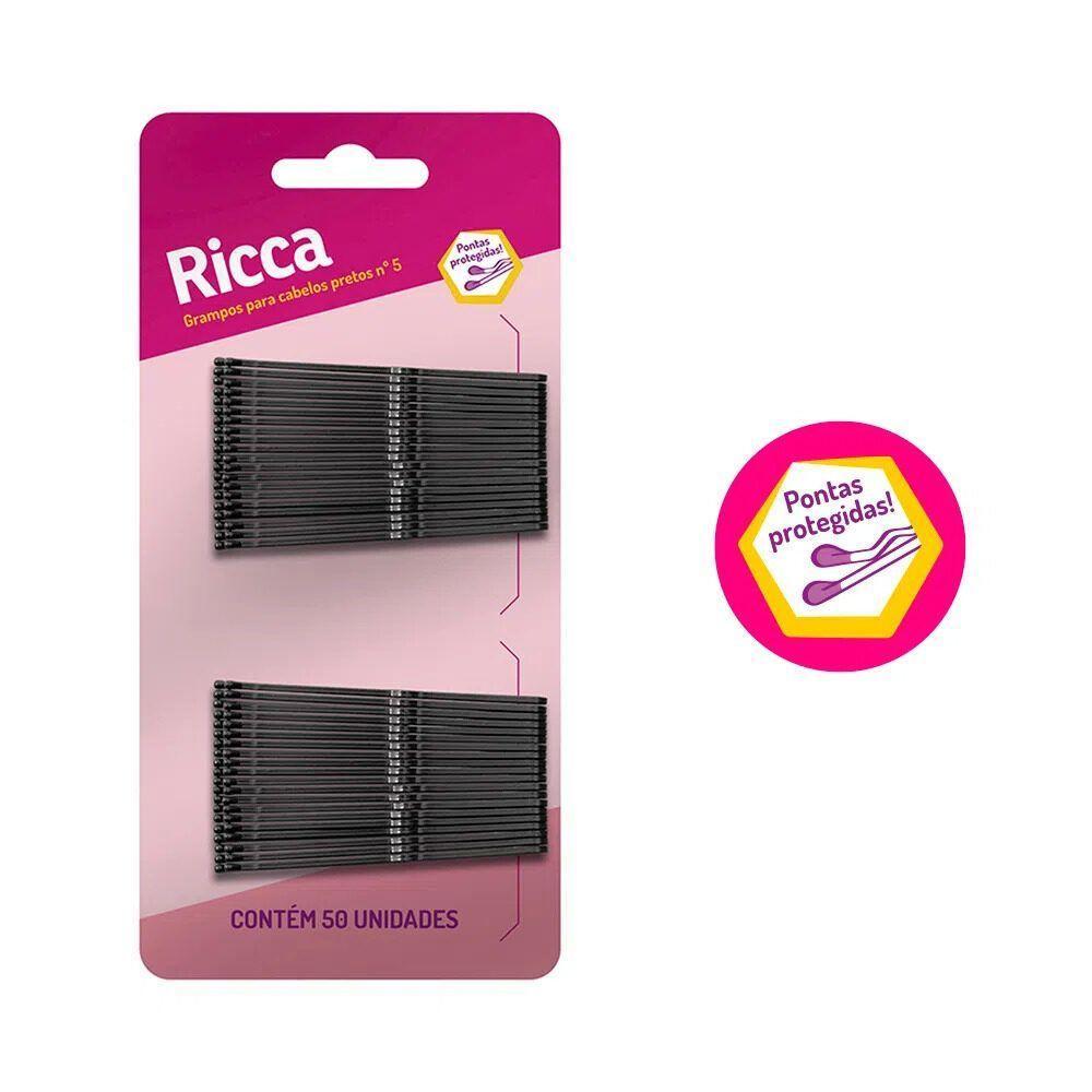 Grampo Para Cabelo Preto Nº 5 Com 50 Unidades Ricca - 2
