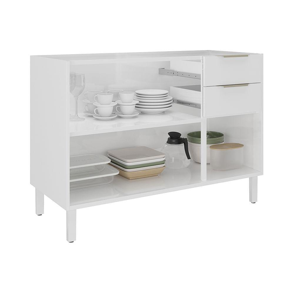 Balcão Itatiaia Branco Renova Sem Tampo Com 3 Portas E 2 Gavetas - 2