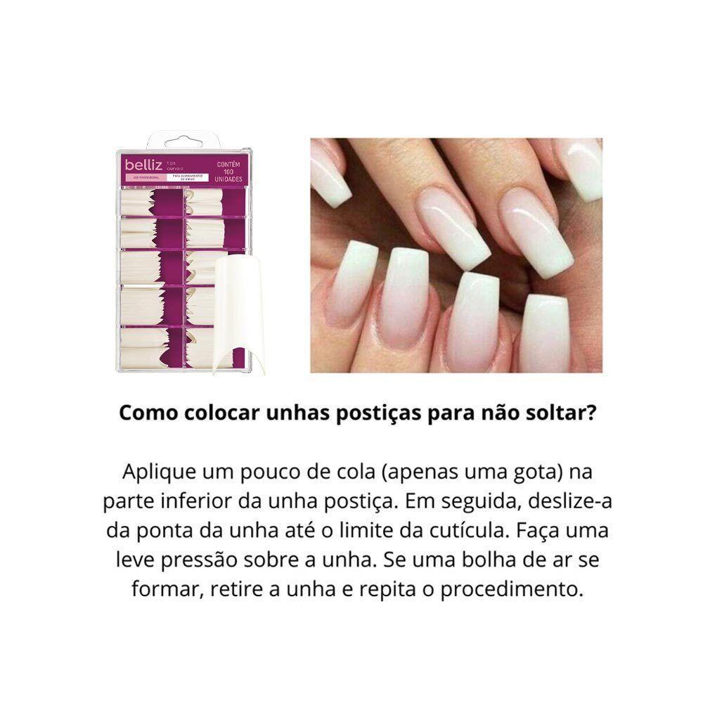 Kit Alongamento De Unhas Tips Curva C Belliz 100und - 2